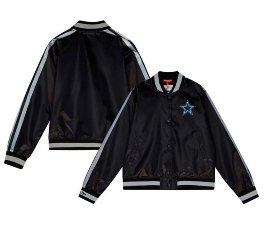 NWT NFL Mitchell & Ness Throwback Dallas cowboys satin varsity jacket black M